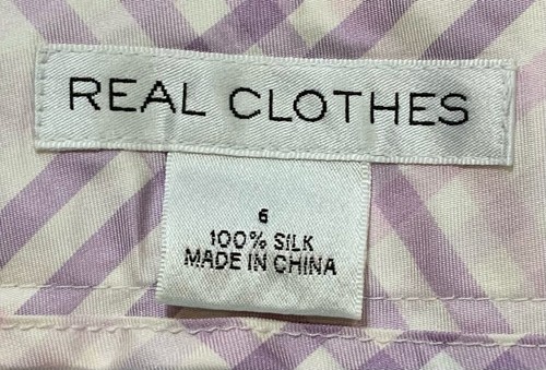 Real Clothes Women's Plaid Pants Sz 6 Purple White 100% Silk Preppy Golf Outdoor - Picture 17 of 17