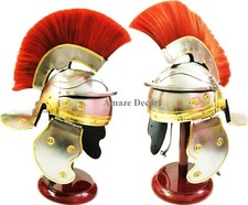 Medieval Roman Centurion Helmet-Armour with Red Crest-Plume Gladiator-Costume