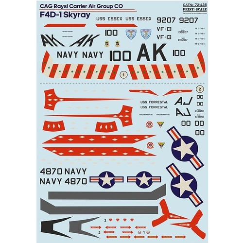 Print Scale 72-425 Decal for airplane 1:72 F4D-1 Skyray Waterslide decals - Picture 11 of 24