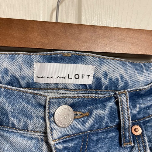 Loft Women's Pearl Embellished Distressed Raw Hem Modern Skinny Jeans Size 4/27 - 第 2/8 張圖片