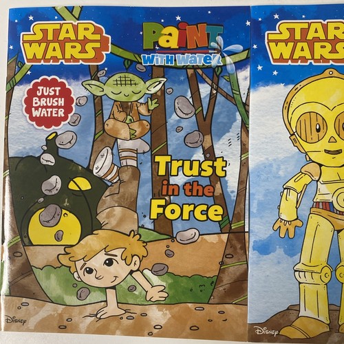 Two (2) Lot Star Wars Paint With Water Books Grogu and Where I Go He Goes - Picture 2 of 7
