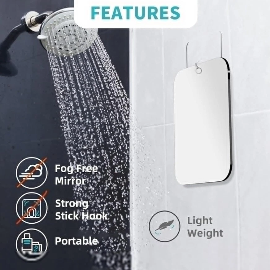 Paquete de 2 espejos de ducha sin niebla de 8"X6" para espejo de afeitar colgante de pared - baño nuevos Foto 4 de 4
