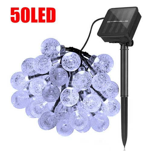 23ft 50 LED Solar String Lights Crystal Ball Outdoor Waterproof Garden Decor - Bild 9 von 19