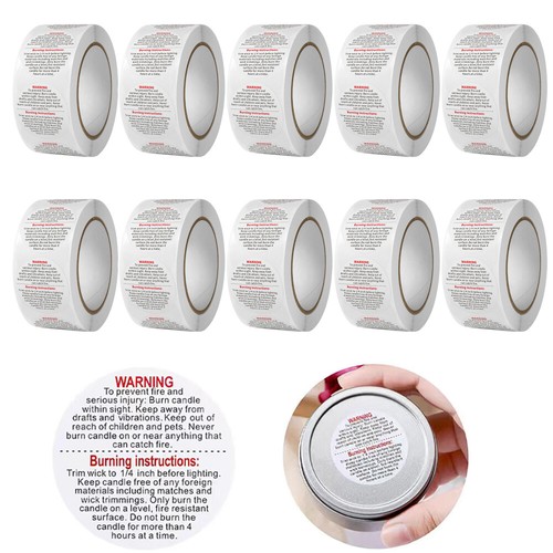 500-5000PCS Stickers Round Warning Labels 2.5cm English Candle Jar Seal Stickers - Picture 1 of 9
