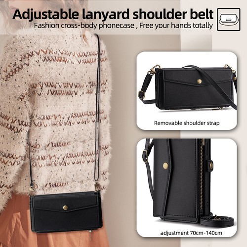 Für Samsung Galaxy S25 S24 FE S23 S22 S21 Crossbody Wallet Card Zipper Flip Case - Bild 15 von 41