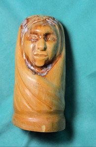 Hand-Carved-Wood-Madonna-Virgin-Mary-10-034-Bust-Figurine-rustic-prim-ooak