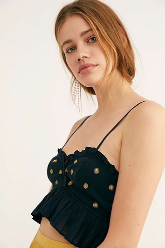 Intimately Free People On A Star Cropped Cami Top Embroidered Beaded S 227651