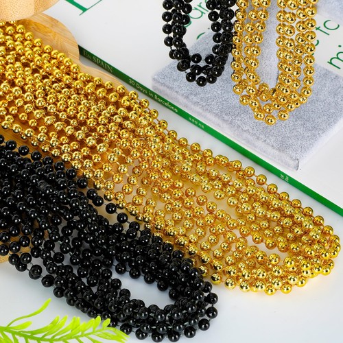 100PCS Bead Necklace, Gold Black New Year Bead Party Favors, New Year Eve 33" - Bild 3 von 6