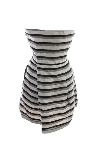 Rachel Rachel Roy grau schwarz trägerlos gestreift Plissee Bustier Kleid 12 - Bild 2 von 3