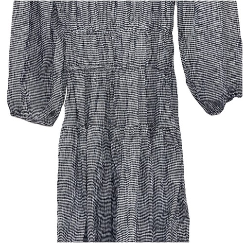 Ciao Lucia Rochelle Kleid XS blau grau kariert Baumwolle Midi Cottagecore Gingham Neu mit Etikett - Bild 10 von 16