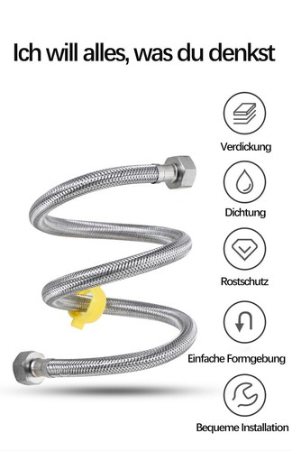 Edelstahl-Geflechtschlauch 1/2"1\1,2m, Zulaufschlauch für Küchenarmaturen - Bild 2 von 12
