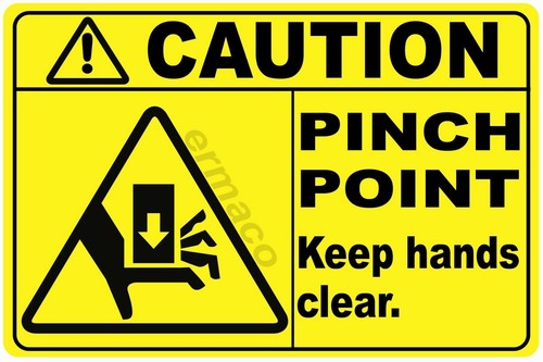 CAUTION PINCH POINT SAFETY STICKERS YELLOW POLYESTER LABELS 3