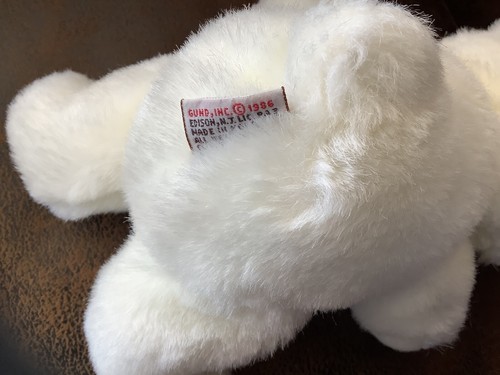 Gund 9” Baby Teddy Bear White Stuffed Animal Plush Rattle - 第 3/4 張圖片