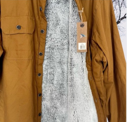 Tailor Vintage Brown Canvas Faux Shearling Fleece Lined Coat - Men's Size XL - Picture 7 of 12