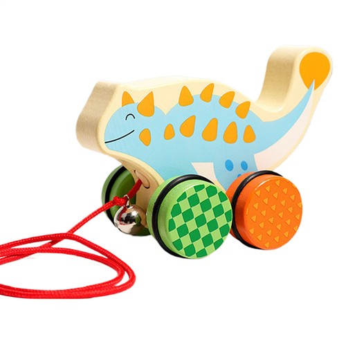 1pc Handmade Wooden Pull Toy Dinosaur Push and Pull Along Toy for Kids Toddlers - Picture 2 of 14