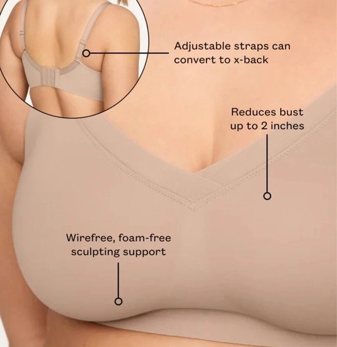 Third Love 24/7 Classic Wireless Crossover Minimizer Bra 38E Warm Taupe New NWT - Picture 4 of 9