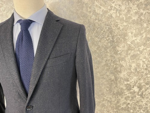 LAB Pal Zileri Charcoal Blue Micro Check Flannel Wool Unlined Blazer 40, EU 50 - Picture 4 of 10