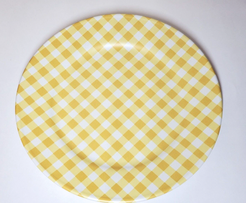 Juego de 4 platos de cena de 10,5" de melamina amarilla a cuadros de guinga de abeja y sauce NUEVO - Imagen 4 de 7