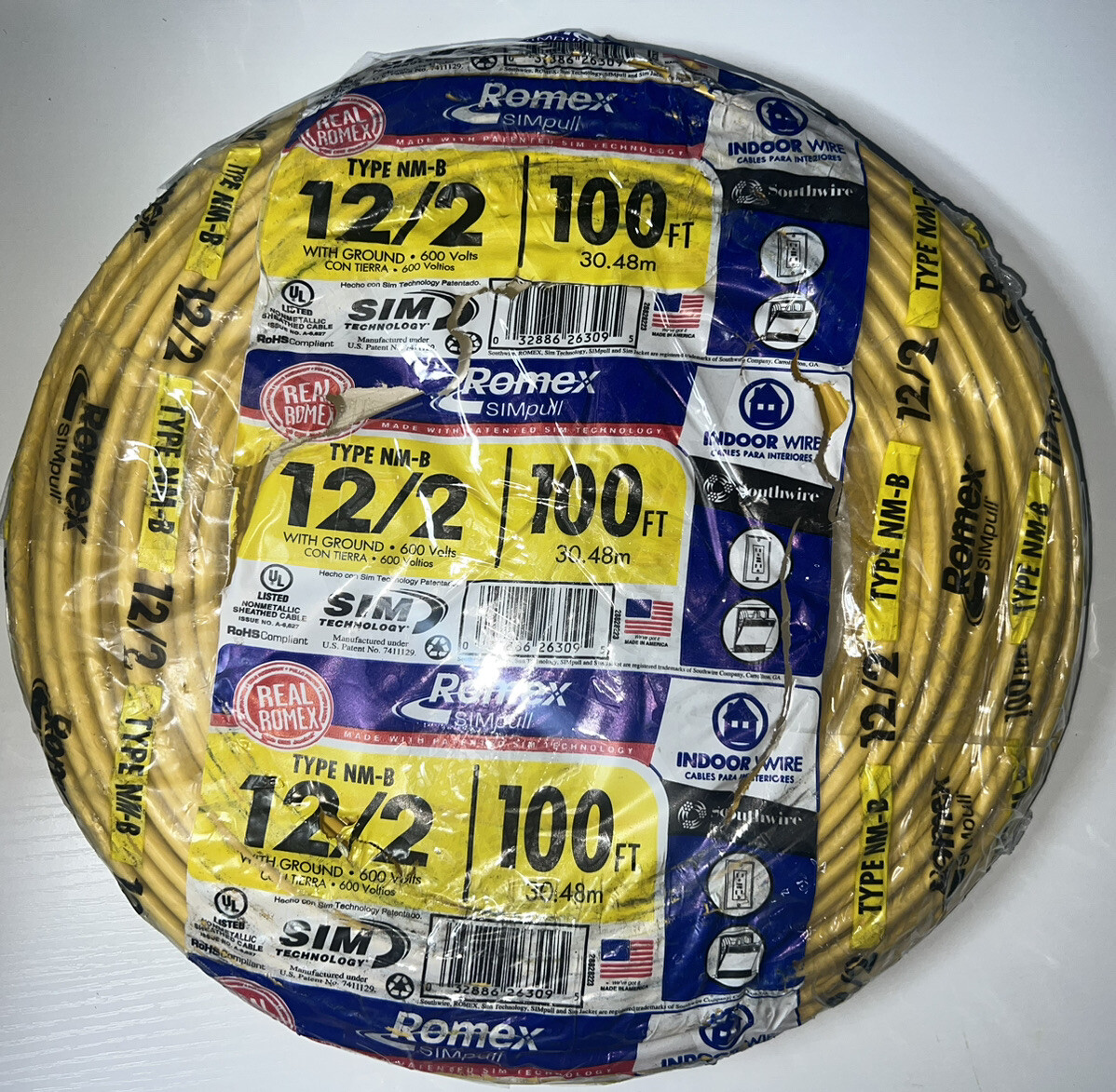 12 2F2 12 2 Romex 250 FT Cut SIMPULL Non metallic Cable Electrical Wire 12 2F2 12 2 Romex 250 FT Cut SIMPULL Non metallic Cable Electrical Wire