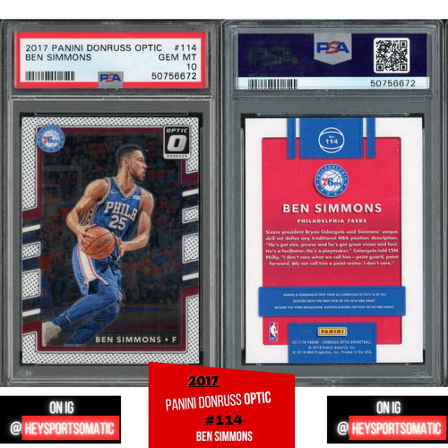 BEN SIMMONS 2017-18 PANINI DONRUSS OPTIC non RC #114 PSA 10 GEM MINT! - Picture 4 of 9