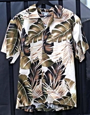Vintage Hawaiian Shirt Local Motion XL Made in Hawaii Floral Brown Beige