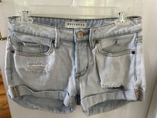 Bullhead Denim CO Jean Shorts Cuffed Distressed Girlfriend Button Fly Size 25