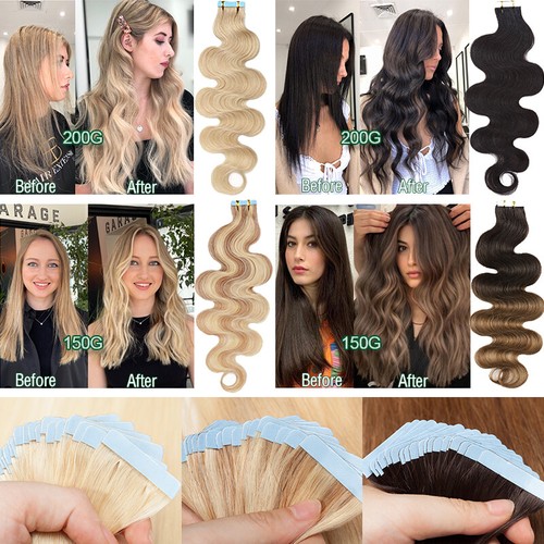 CLEARANCE 8A Curly Tape In Real Remy Human Hair Extensions Skin Weft Mix Colour - Bild 20 von 58