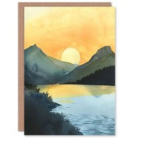 Greeting Card Redfish Lake Mountain Landscape Lakeside Sunrise Birthday
