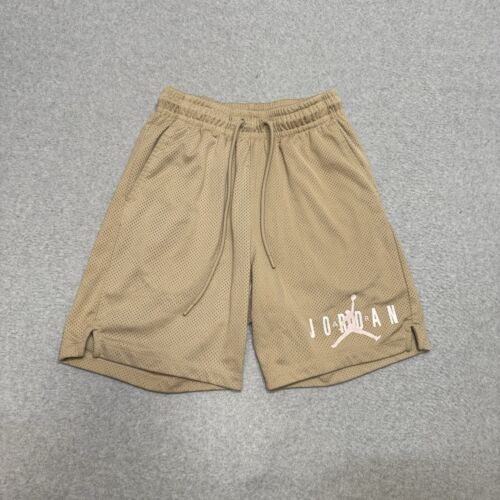 NIKE Air Jordan Jumpman Logo Mens Beige Mesh Basketball Shorts 6.5” Size S