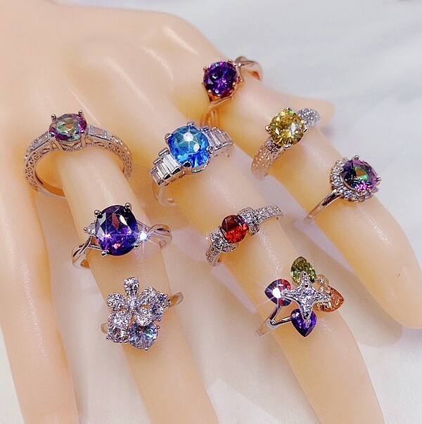 5 100x Wholesale Colorful Crystal Mixed Rings Bulk Finger Band