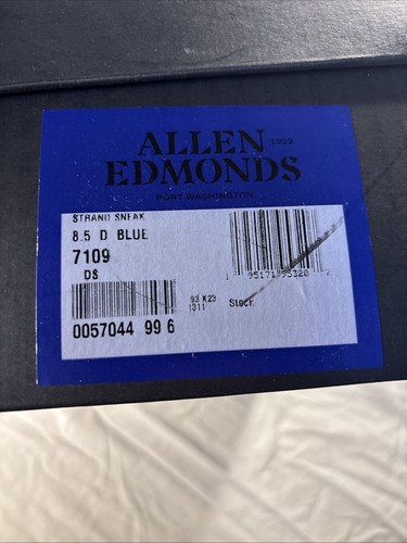 Allen Edmonds Strand Shoes Men's 8.5D Blue White Sneakers NIB - Picture 8 of 8