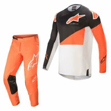 Completo motocross Alpinestars Techstar Factory 2021 grigio arancio bianco 