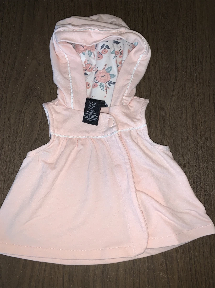 Cynthia Rowley Baby Girl Top 6 9 Months Pink with hood and snaps