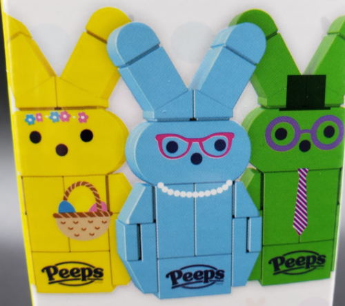 Brickcraft x PEEPS "3 Pack Bunnies - Giallo Blu Verde" Set Costruzioni Mattoni - Nuovo - Foto 23 di 24