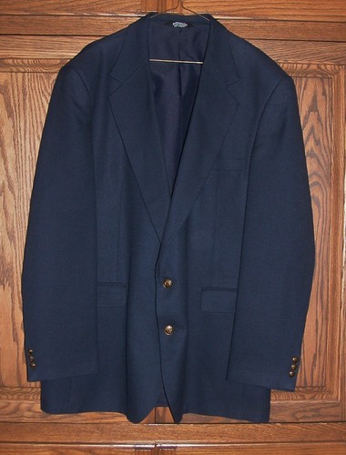 MEN'S HAGGAR GENTLEMAN'S FIT 2 BUTTON  DARK NAVY BLAZER/ SPORTCOAT  46'' CHEST - Picture 1 of 7