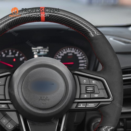 Funda de volante de fibra de carbono PU de gamuza puntada a mano para Subaru WRX 2022-2023 - Imagen 5 de 11