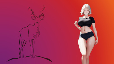 Anime girls belly top black button blonde linux ubuntu Playmat Gaming Mat Desk