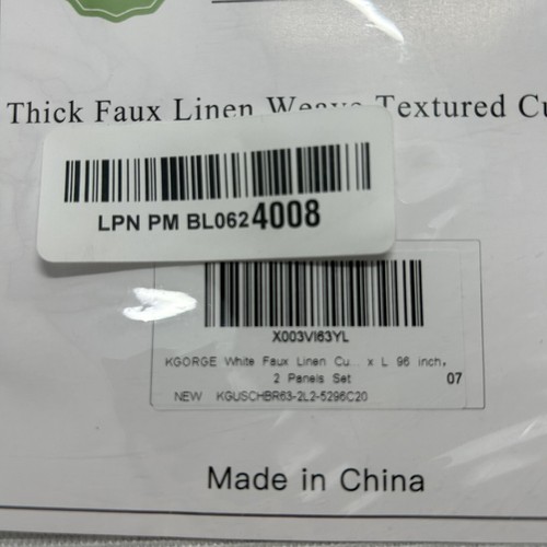 KGORGE Thick Faux Linen Weave Textured Curtains White W 52" x L 96" 2 Panel Set - Picture 8 of 10