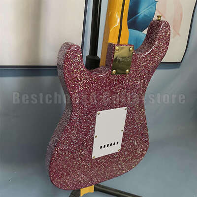 Purple Sparkle ST Electric Guitar Holoflake Solid Body Purple Sparkle ST Electric Guitar Holoflake Solid Body