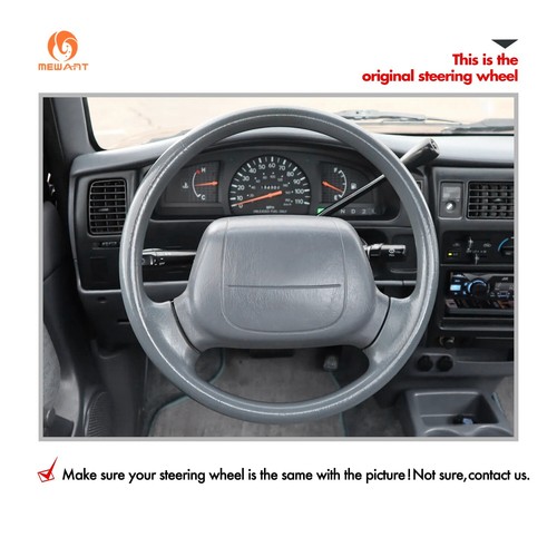 Envoltura de volante de cuero real negro puntada hágalo usted mismo para Toyota Tacoma 1995-2002 - Imagen 2 de 10