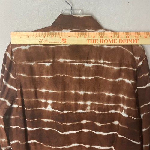 Jones New York Sport Women's Brown Tie Dye Button Up Tunic Shirt Size Large - Picture 15 of 17