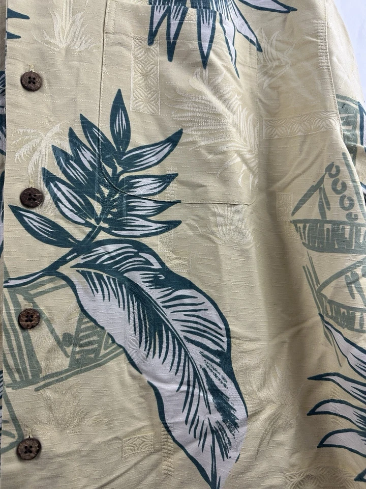 Vintage Boca Classics Men’s 100% Silk Hawaiian Palm Leaf/Hibiscus Shirt Size XL - Image 2 of 4