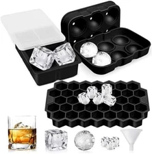 3 Pack Silicone Ice Trays For Freezer With Lid Sphere Ice Cube Tray Large Square