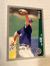 Milwaukee brewers scott Karl 1996 silver script paralel basebal card cscan