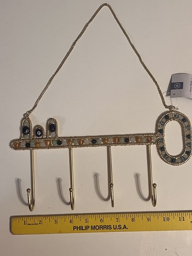 Earthbound Key Holder Hooks Wall Hanger With Evil Eye Beads And More - Picture 5 of 13
