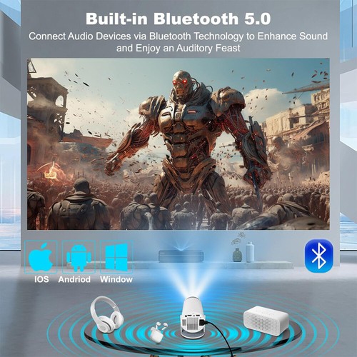 Smart Projektor Mini Heimkino Beamer Handy 5G WIFI Hochauflösend Heimprojektor - Bild 10 von 16