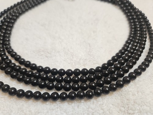 Jay King Desert Rose Trading DTR 4 Strand Black Agate Beaded Necklace Sterling - Picture 3 of 11