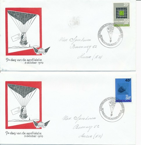 Nederland - 13 x 9e Dag van de Aerofilatelie - 1970 - Met adres / Open klep - Afbeelding 6 van 8