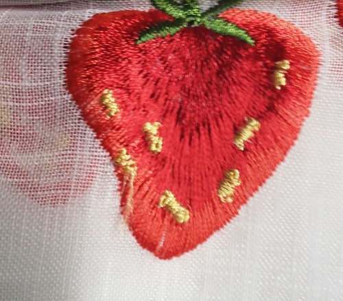 1 Fabric Embroidered Valance (56"x14") STRAWBERRIES GARDEN (no tiers/drapes),CHF - Picture 12 of 16