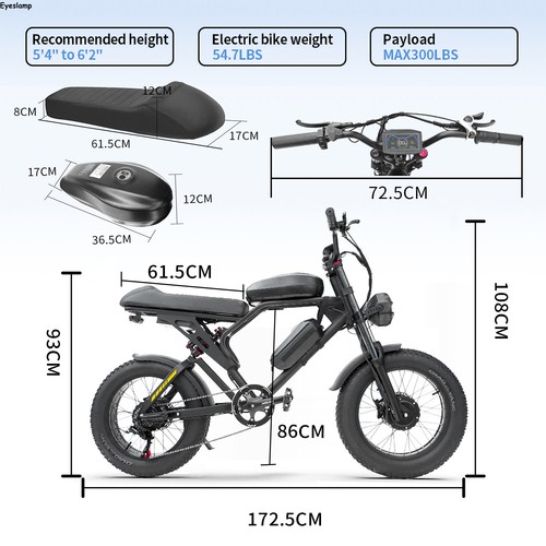 3000W Electric Bicycle Mountain ebike 60KM/H 150km Range Motorcycle Offroad MTB - Picture 3 of 24